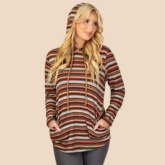 Striped Hoodie w/ Elbow Patch