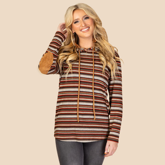 Striped Hoodie w/ Elbow Patch