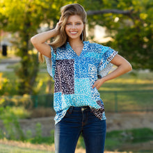  Multi Leopard Ruffled Butterfly Sleeve Top