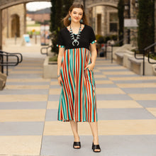  Serape Print Half Sleeve Dress with Pockets