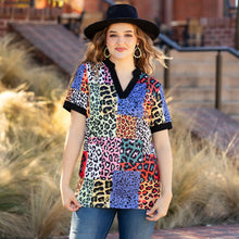  V-Neck Multi Leopard Print Top