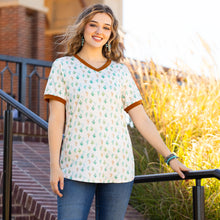  Cactus Print Half Sleeve Top