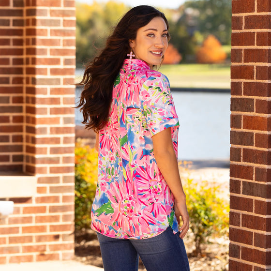 Floral Print V- Neck Top