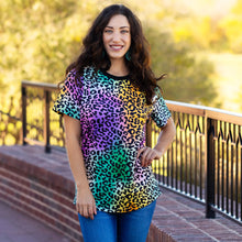  Multi Leopard Print Half Sleeve Top