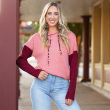  Color Block Hoodie with Leopard Accents and Pockets