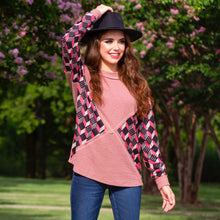  Geometric Print Long Sleeve Top