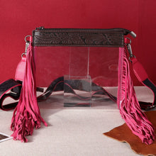  Pink Western Fringe Stadium Clear Collection Crossbody Bag