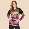 Multicolor Stripes and Sequin Long Sleeve Top