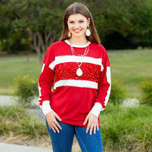  Red and White Sequin Top