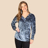 V-Neck Velvet Long Sleeve Top