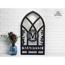  Arch Window Monogram - Single Layer w/Vines