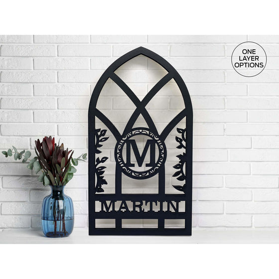 Arch Window Monogram - Single Layer w/Vines