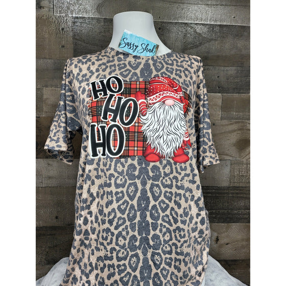 Santa Gnome Top with Cheetah & Plaid