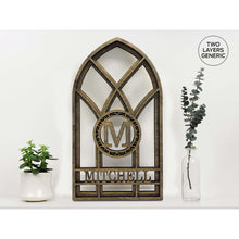  Arch Window Monogram - Double Layer w/Vines