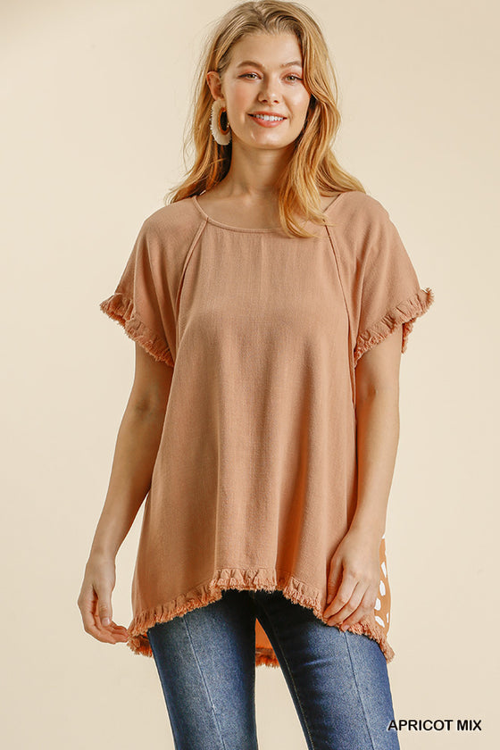 Apricot Mix - Print Round Neck Top