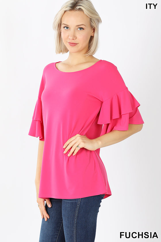 ITY DOUBLE RUFFLE SLEEVE TOP