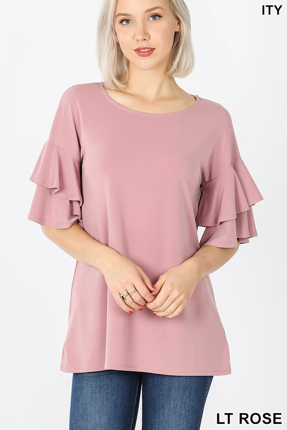 ITY DOUBLE RUFFLE SLEEVE TOP