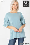 DOUBLE RUFFLE SLEEVE TOP