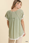 Striped Short Sleeve Round Neck Top