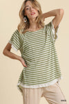 Striped Short Sleeve Round Neck Top