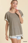 Striped Short Sleeve Round Neck Top