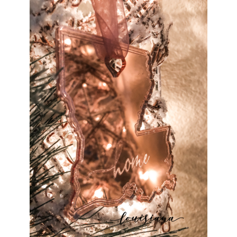 Rose Gold Mirrored State Ornament