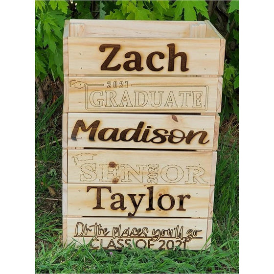 Personalized Pine Crates - Graduation