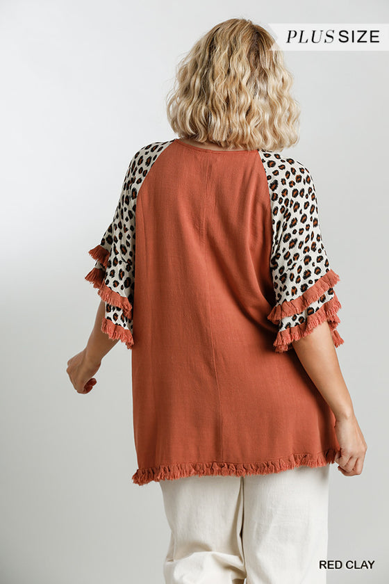 Animal Print Layered Bell Sleeve