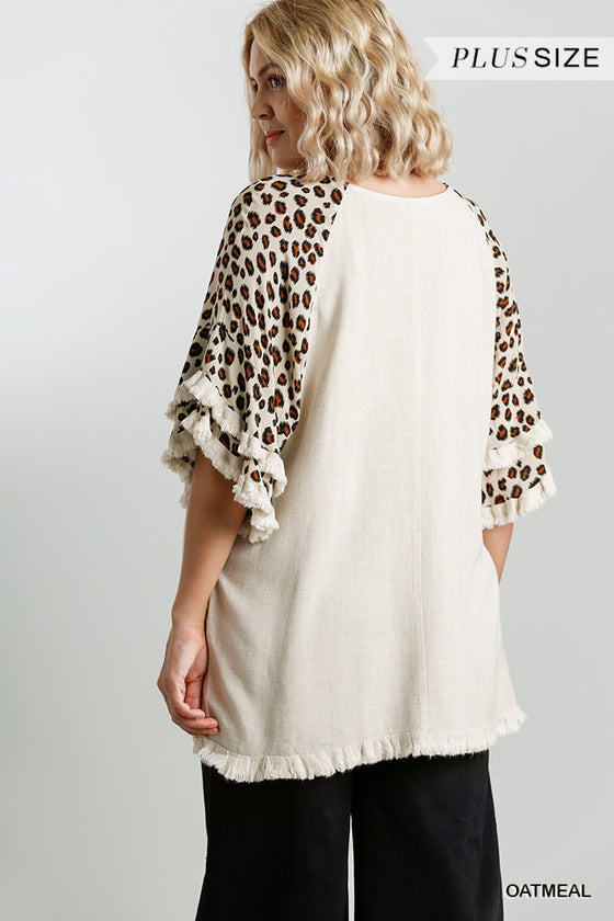 Animal Print Layered Bell Sleeve