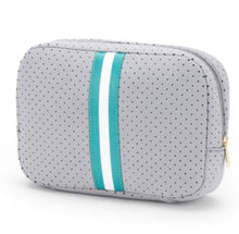  Teal Stripe Neoprene Cosmetic Bag