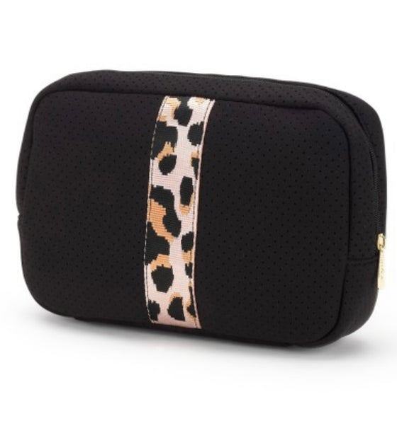 Rose Gold Leopard Neoprene Cosmetic Bag