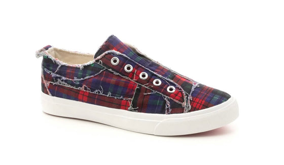 Corky's Babalu Navy Tartan Slip on Sneakers