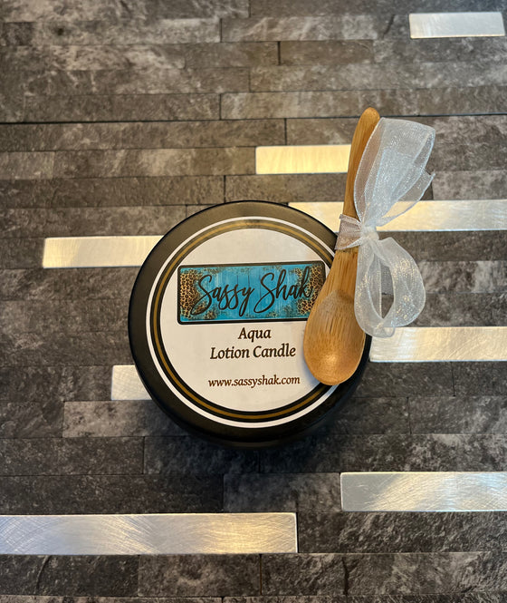 Lotion Candle 8 oz Black Tin - Aqua