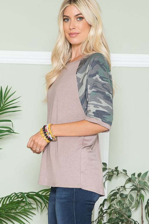 Short Sleeve with Camo Print Sleeves