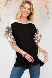  Black/Leopard Double Layered Top